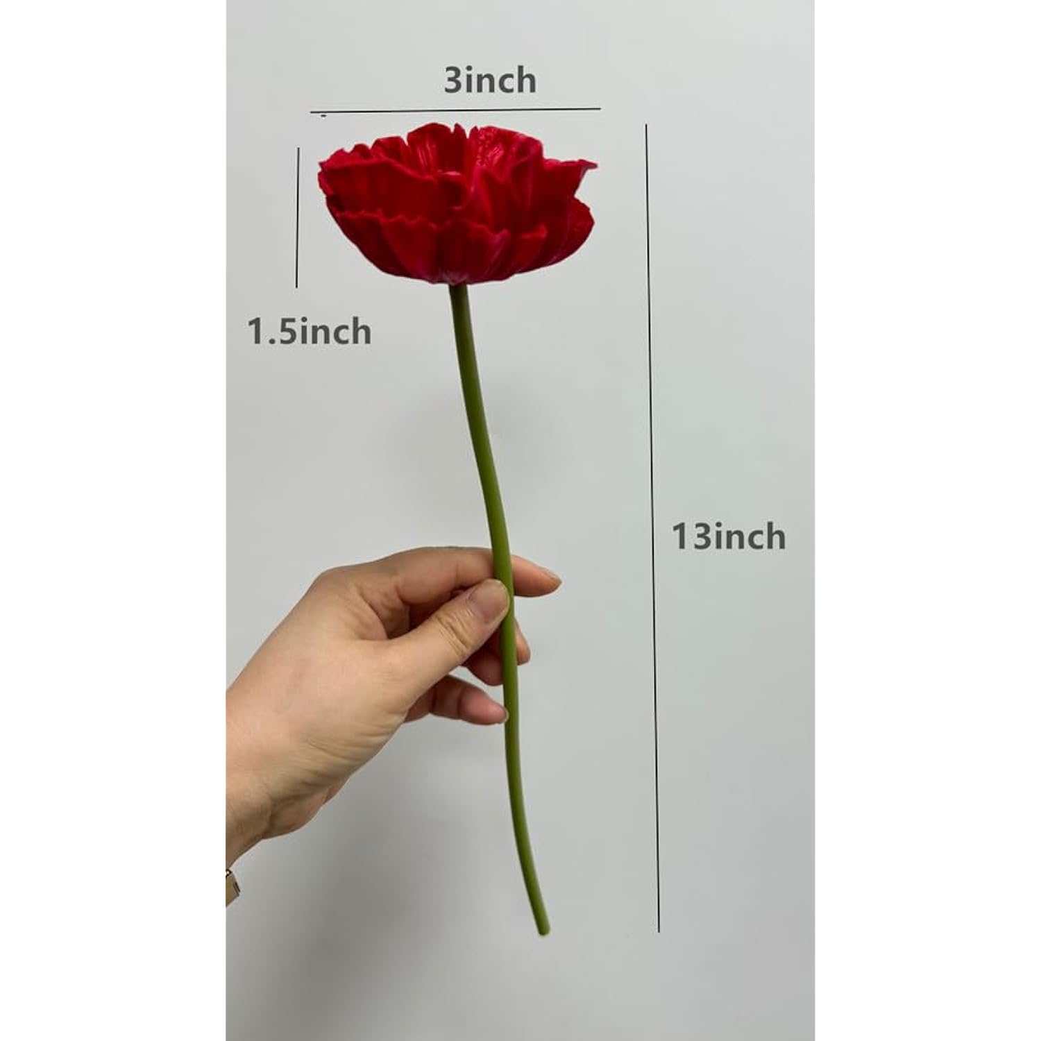 8 Stem 13" Artificial Flowers Poppy Flowers With Stems,Real Touch Anemone Pu Fake Wild Flowers Bulk For Kitchen Table Centerpiece Vase,Wedding Bouquets For Bride Bridesmaid Backdrop Arch Wall (White)