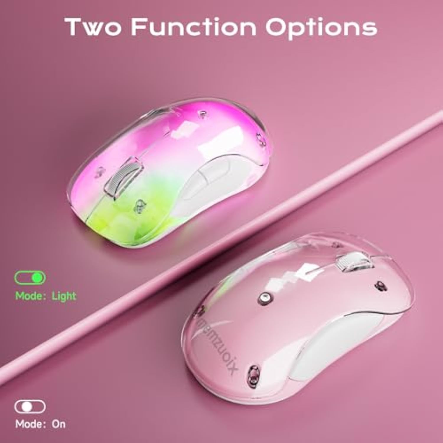 2.4G Led Wireless Mouse, Rechargeable Ergonomic Mouse With Detachable Cover, 1200 Dpi Portable Optical Computer Mouse With Usb Receiver For Laptop, Pc, Desktop And Macbook, 5 Buttons-Pink
