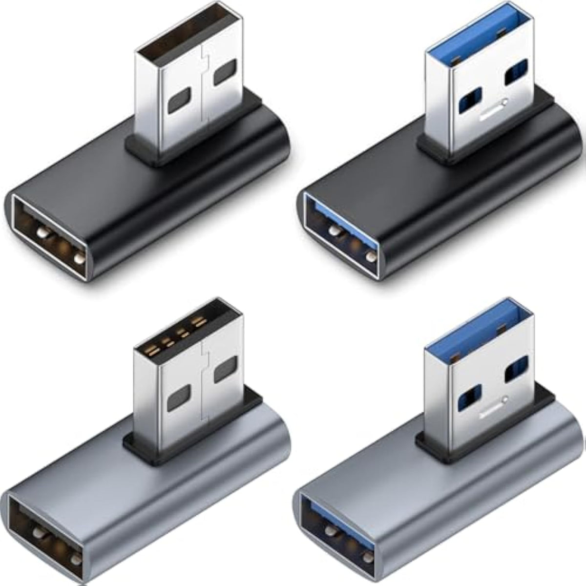 4 Pack 10Gbps Usb 3.0 Male To Female Adapter 90 Degree Left Angle And Right An