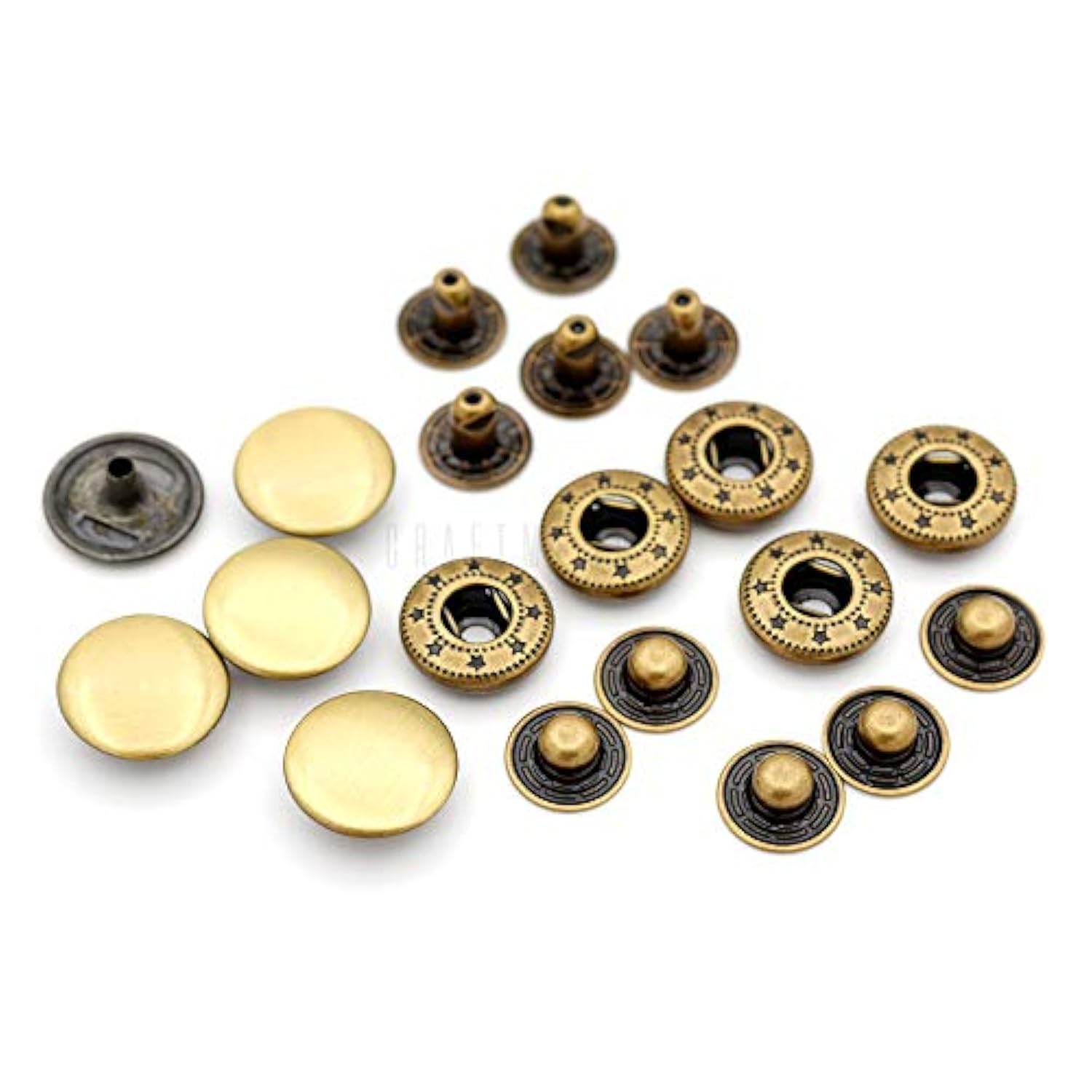 10 Pack Snap Fasteners Color Plated Solid Brass Metal Snaps Heavy Duty