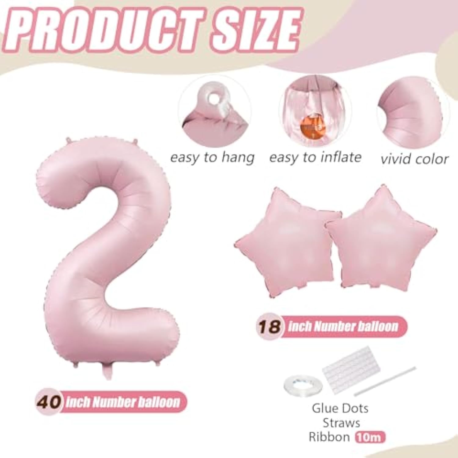 2026 Cream Pink 40Inch Number Balloons New Year Party Decorations