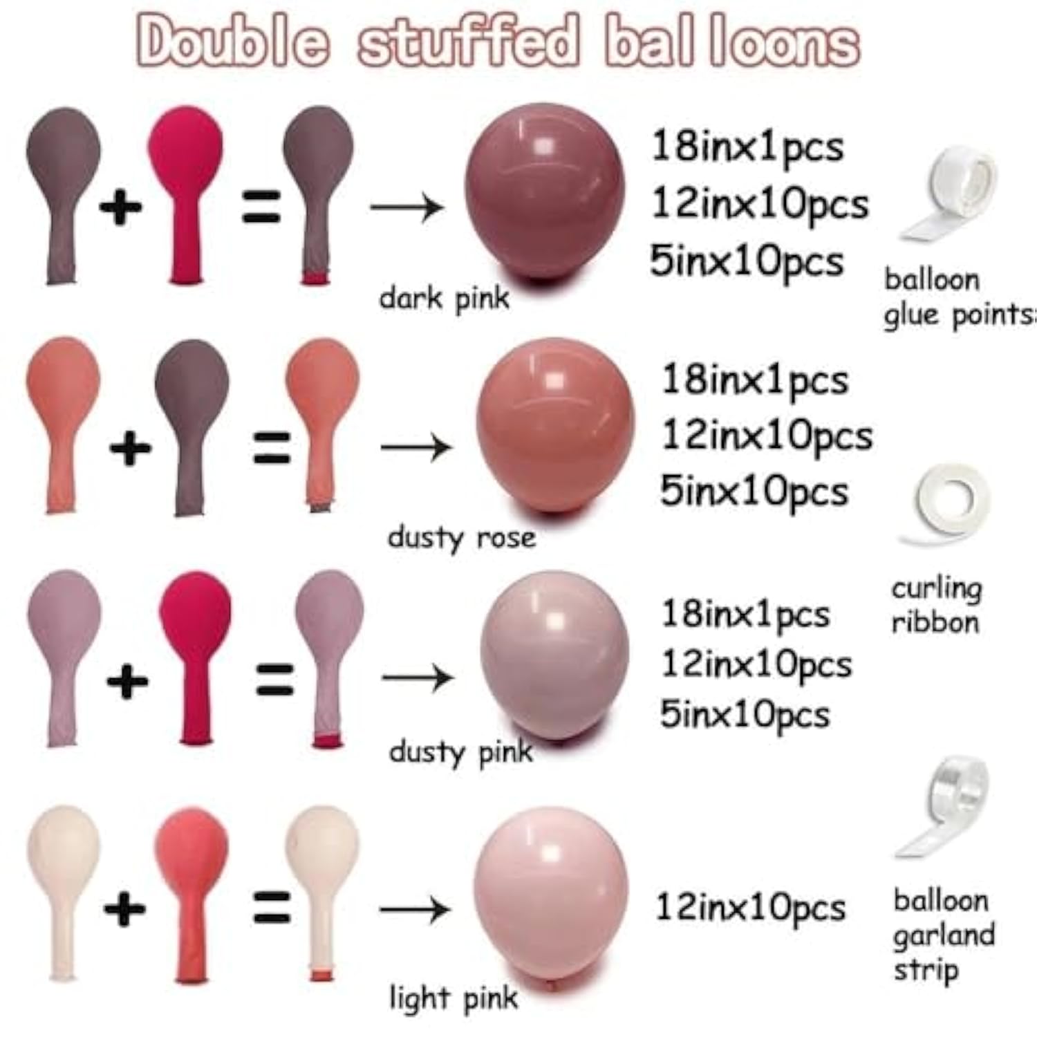 Dusty Pink Balloon Arch Kit: Double Stuffed Mauve Blush Garland