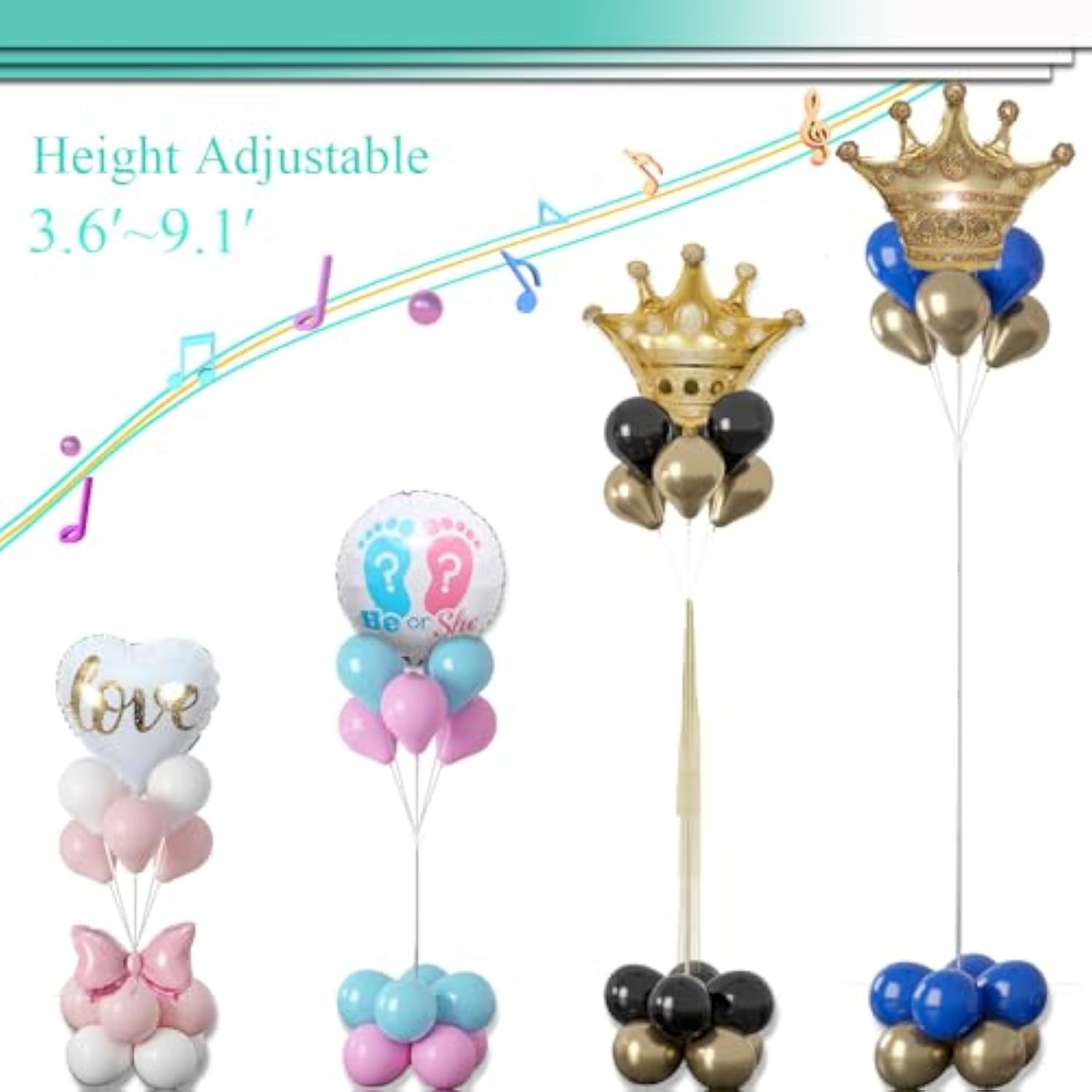 Adjustable Balloon Column Stand Kit (Set of 2): 9ft Metal Party Decor