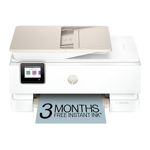 Envy Photo 7975 Wireless Color Inkjet Photo Printer, Print, Scan, Copy, Easy Setup, Mobile Printing, Best-For-Home, 3 Month Instant Ink Trial Included, Ai-Enabled (B63K3A)