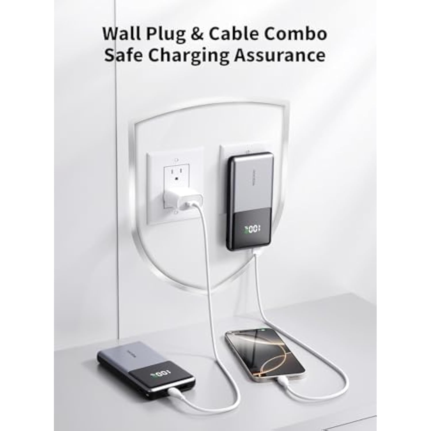 Portable Charger With Built In Cables 10000Mah, Power Bank For Iphone With Wall Plug, Travel Essential 22.5W Usb C Fast Charging Compact Battery Pack For Iphone16/15/14, Samsung, Ipad, Etc