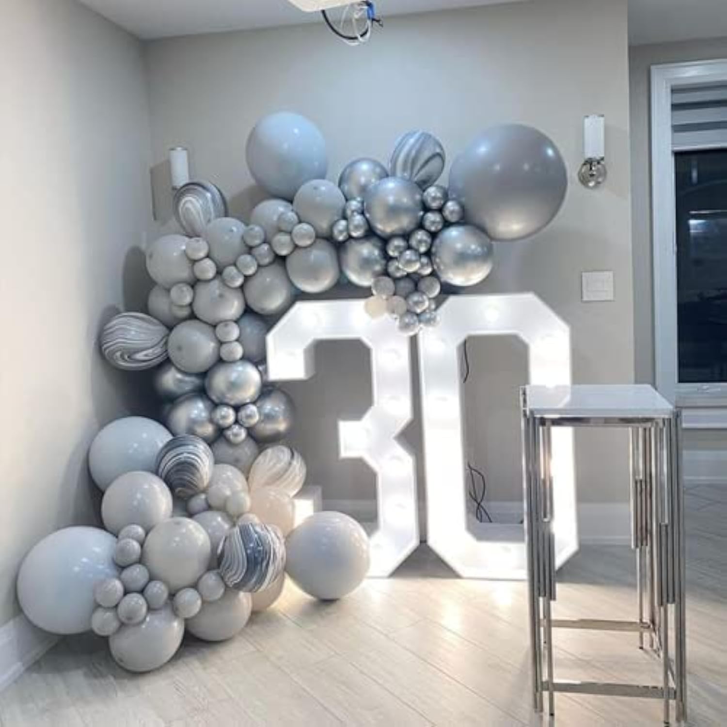 Gray Balloons Garland Arch Kit, 100Pcs 18In 12In 10In 5In Pastel Gray Latex Balloons With Glue Dot Strip And Ribbon For Birthday Weddings Anniversary Graduation Party Decorations