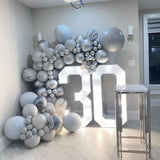 Gray Balloons Garland Arch Kit, 100Pcs 18In 12In 10In 5In Pastel Gray Latex Balloons With Glue Dot Strip And Ribbon For Birthday Weddings Anniversary Graduation Party Decorations