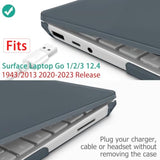 Case For 12.4 Inch Microsoft Surface Laptop Go 3/2 / 1 2023-2020 Releases, Plastic Hard Shell Case With Screen Protector And Keyborad Cover +Dust Plugs Model 2013/1943,Crystal Black