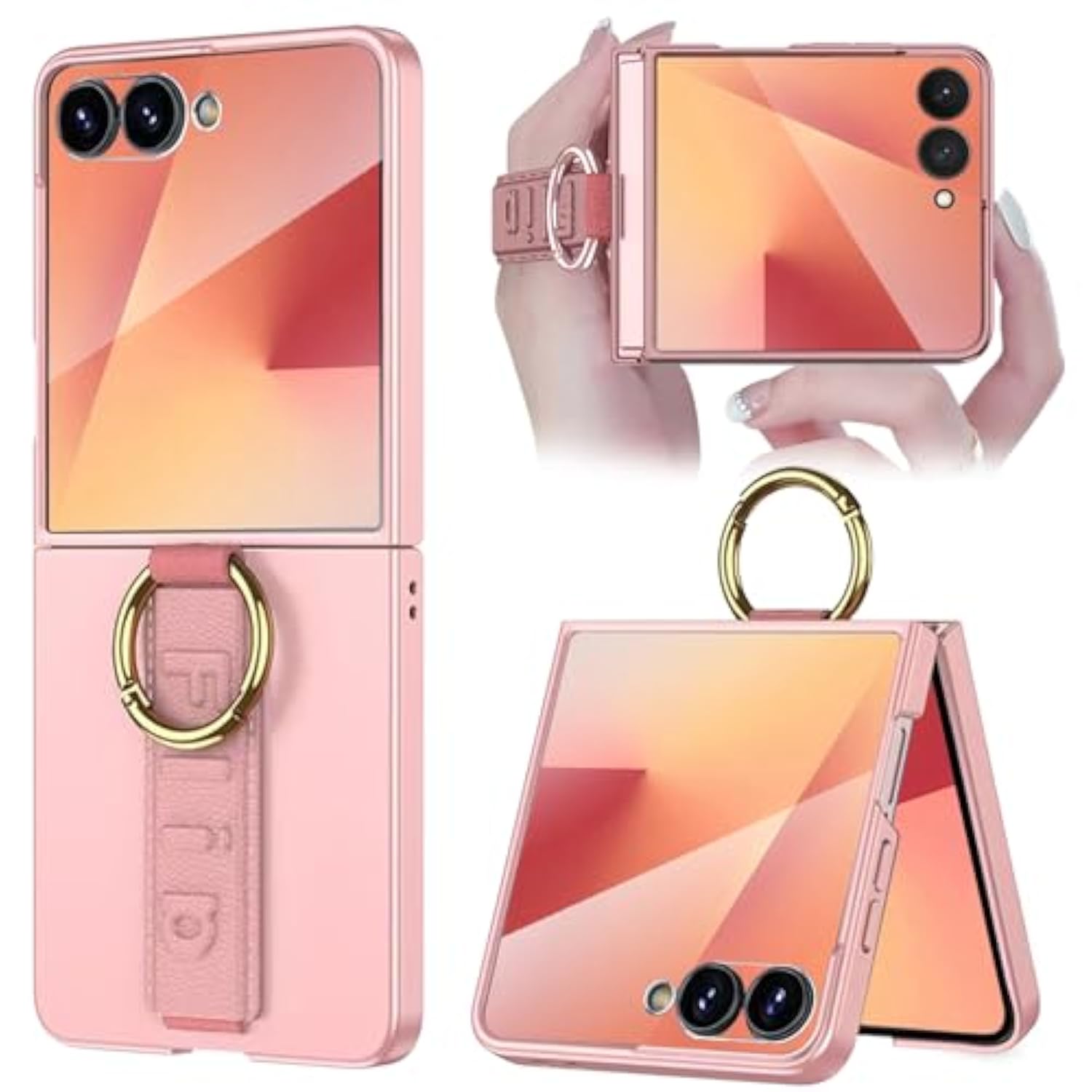 Finger Strap For Samsung Galaxy Z Flip 7 Case With Ring & Screen Protector,Full Body Shock-Absorption Protective Cover Galaxy Flip 7 5G Case Grip For Samsung Z Flip 7 Phone Cover Women Men Green