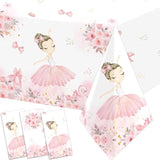 Pink Ballerina Tablecloths 3 Pieces Birthday Party Decorations Plastic Table Cover For Girl Ballet Party Supplies Baby Shower Wedding Decor (70.8In X 42.5In)