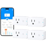 Smart Plug With Energy Monitoring, Wifi Bluetooth Plug Work With Alexa And Google Assistant, 15A Smart Outlets With Timer & Group Controller, No Hub Required, Etl&Fcc Certified For Home, 4 Pack