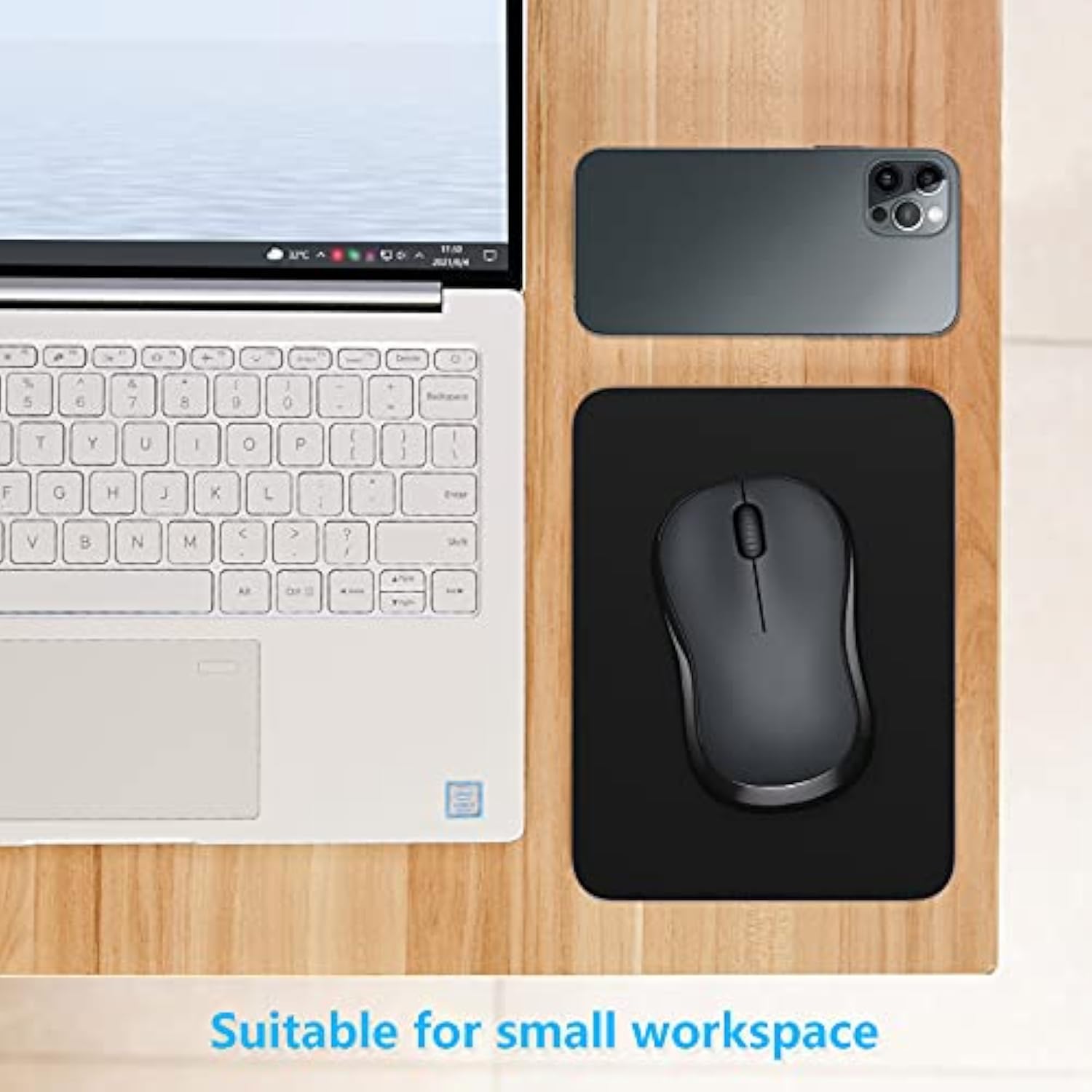Small Mouse Pad, 6 X 8 Inch Thick Rubber Premium-Textured Non-Slip Portable & Washable Mini Mouse Mat For Women Men Wireless Laptops Keyboard Tray Gaming Work Computer Office Travel, Black