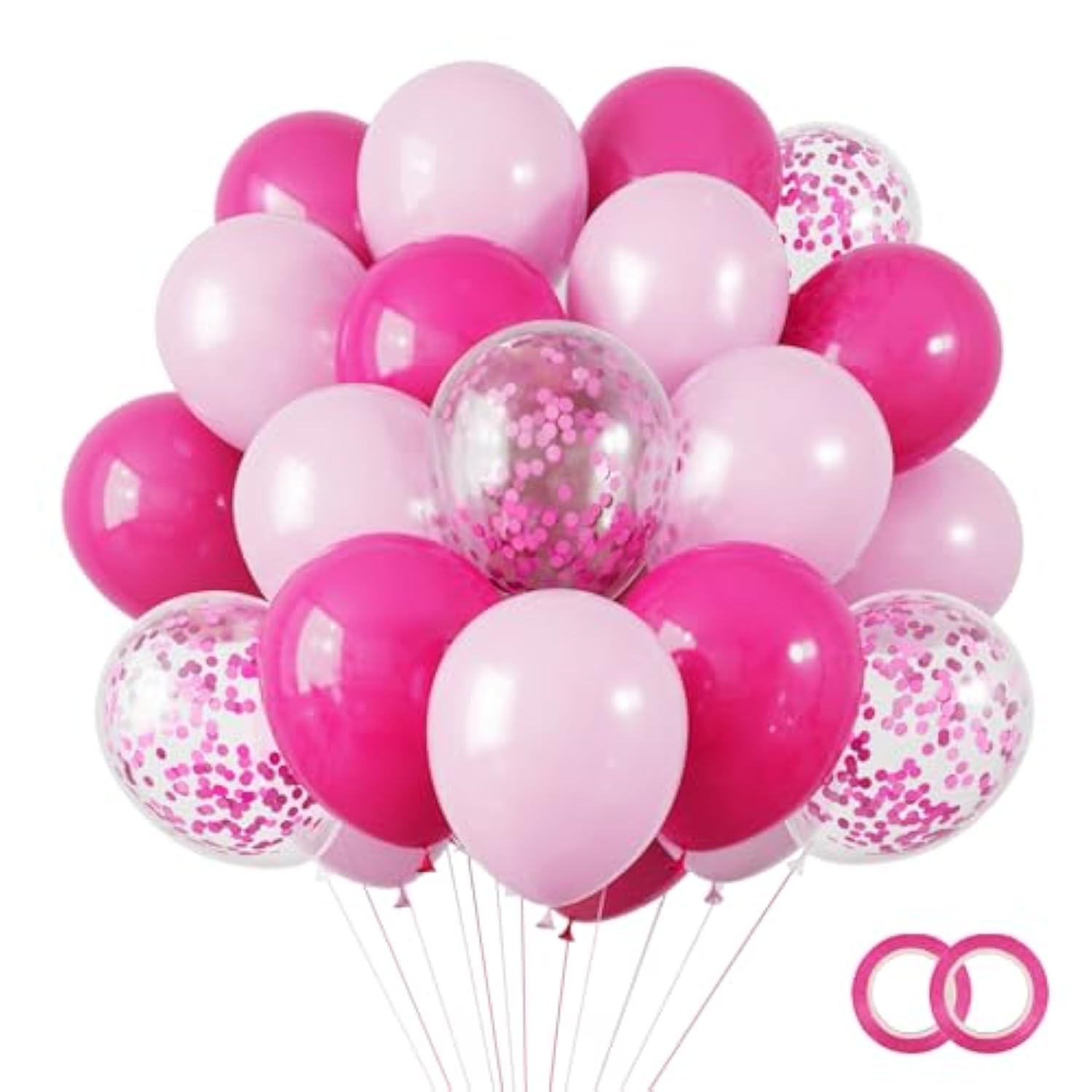 65 Pcs Hot Pink Balloons 12 Inch Magenta Confetti Girls Party Decorations