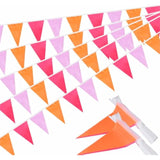Rose Red Pink Orange Pennant Banner Flags Garland 66Ft 60Flags Party Decor