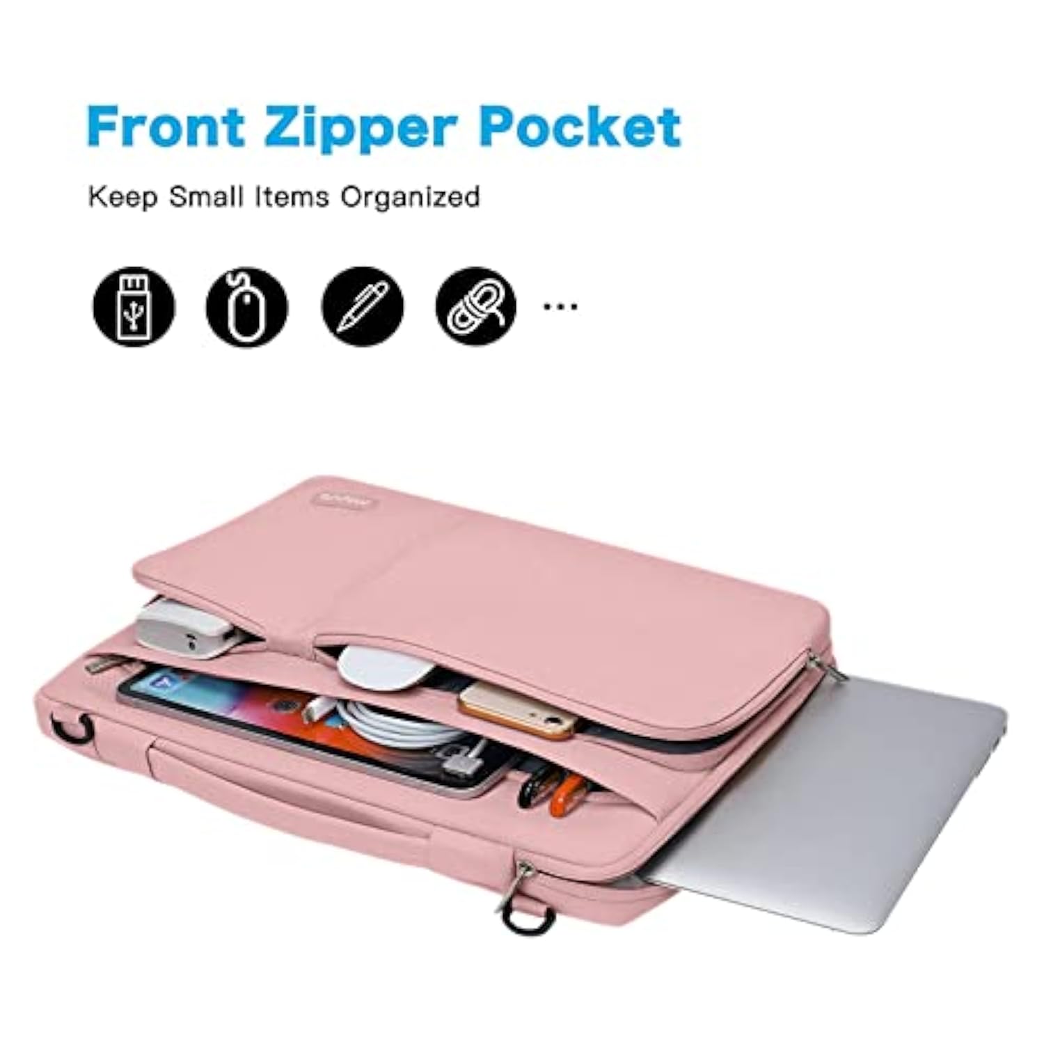 MOSISO 360 Protective Laptop Shoulder Bag Compatible with MacBook Pro 16 inch 2023-2019 M2 A2780 M1 A2485 Pro/Max A2141,15-15.6 inch Notebook,Side Open Sleeve with 3 Front Pockets&PU Handle&Belt, Pink