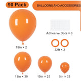 90Pack Orange Balloons Different Size 18/12/10/5 Inch Burnt Orange Balloon Garland Arch Kit For Thanksgiving Day, Fall Theme Party, Wedding, Birthday, Halloween, Baby Shower Decorations