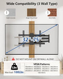 Long Arm Corner TV Wall Mount for 32-75 inch TVs,Single Stud Full Motion Articulating TV Mount Bracket with 33 Extension, Swivel Tilt, Max VESA