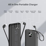 Portable Charger With Built-In Cables&Ac Wall Plug,Slim 10000Mah 22.5W Fast Charging Power Bank,5 Output 2 Input Usb-C External Battery Pack Compatible With Iphones,Samsung,Android, Etc