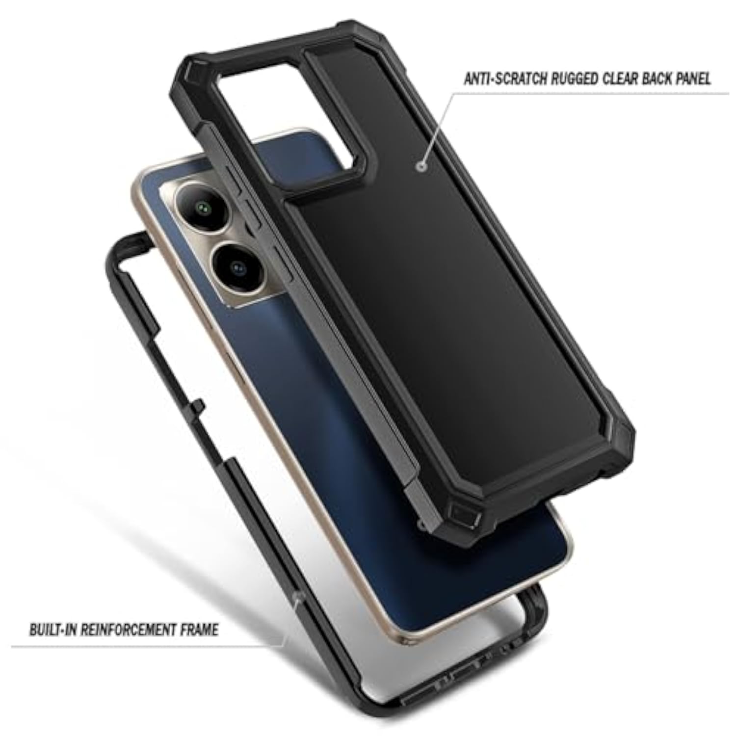 For Cricket Outlast 5G 2024 Case, At&T Motivate Pro 5G With [Built-In Screen Protector], [9Ft Military Grade Drop Tested] Full-Body Protective Shockproof Bumper Case (Black)