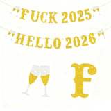 Golden 2026 New Year Banner for New Year's Eve Party Decorations