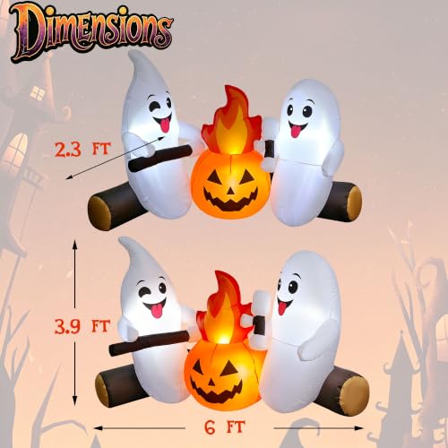 6FT Halloween Inflatable Ghost, Blow Up Yard Décor