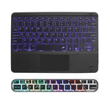 Wireless Backlit Bluetooth Keyboard With Touchpad,10 Inch Ultra Slim 7 Colors Backlit Portable Rechargeable Keyboard With Trackpad For Ipad/Ipad Pro Ios Android Tablets Windows Laptop Pc(Black)