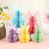 5Pcs Easter Bunny Honeycomb Centerpiece Easter Party Table Decorations 3D Paper Rabbit With Magnet Pastel Table Ornament For Home Office Kitchen Easter Gift Holiday Party Table Supplies