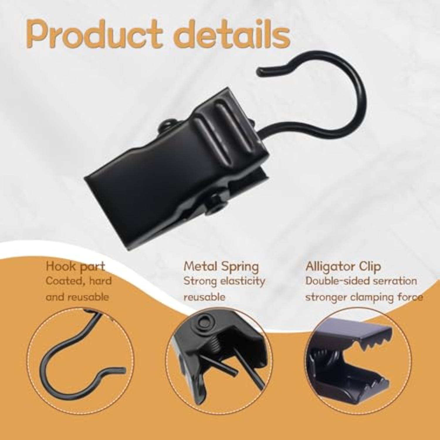 100 Pack Black Stainless Steel Small Curtain Clips, Curtain Hooks Clips For Hanging For Outside Christmas String Lights Indoor Outdoor Activities Supplies Hanger Clips Dd021-B