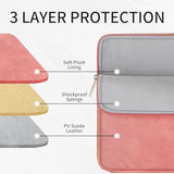 Rainyear 11 Inch Laptop Sleeve Pu Suede Leather Case Protective Padded Cover Water Resistant Carrying Bag Compatible With 11.6 Macbook Air Surface Pro For 11 Notebook Computer Tablet Chromebook(Coral)