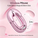 Travel Mouse Dual Mode Wireless Charging Mouse,Macaron Color Scheme Sweet Donut Bluetooth Computer Mice,Silent And Lightweight,1200 Dpi Optical Tracking,Compatible With Pc,Mac,Laptopcarmine Pink
