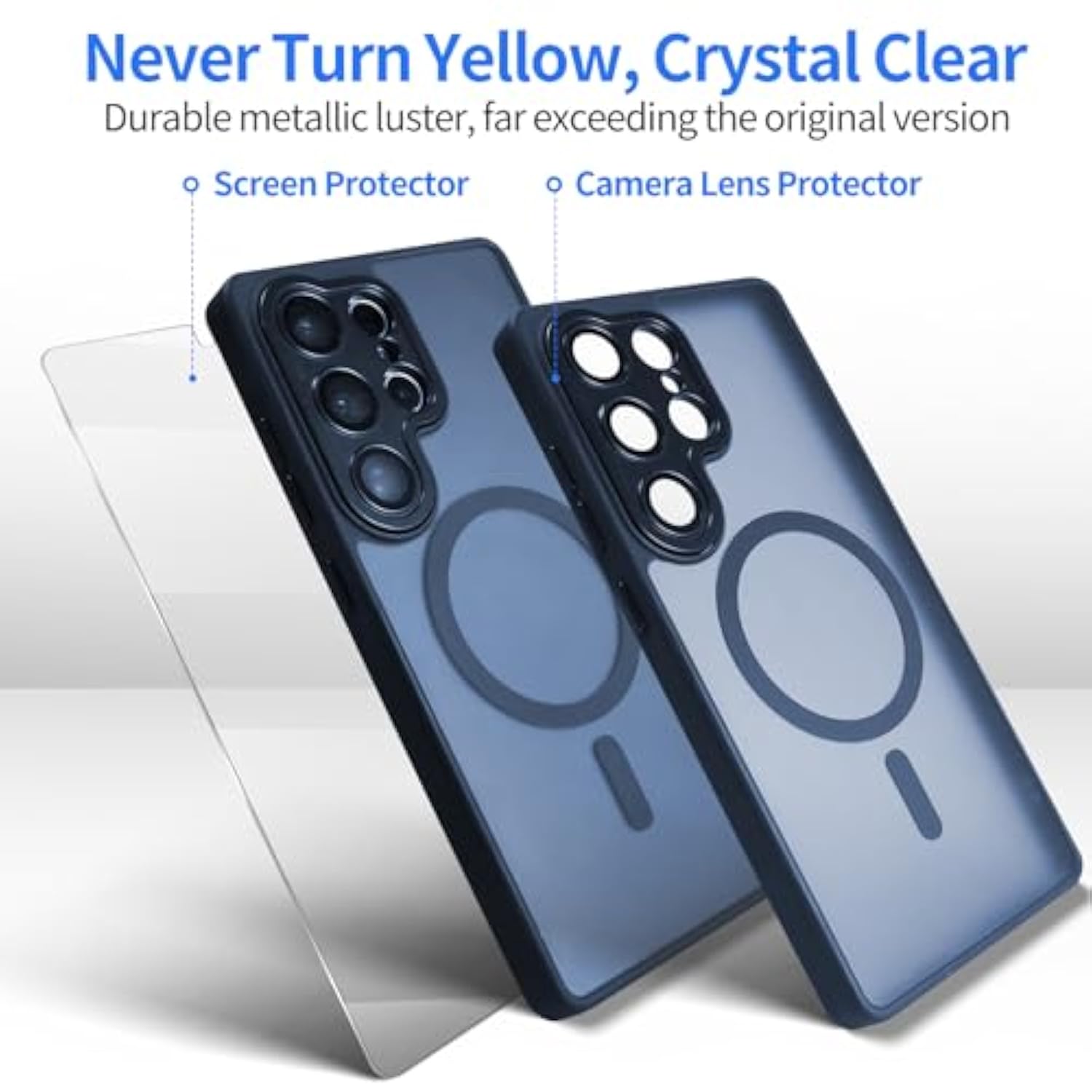 For Samsung Galaxy S24 Ultra Case With Screen Protectors & Full Camera Cover,Magnetic Samsung S24 Ultra Drop Shockproof Matte Translucent Protection Casas For Galaxy S24 Ultra Case,Rose Red