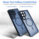 For Samsung Galaxy S24 Ultra Case With Screen Protectors & Full Camera Cover,Magnetic Samsung S24 Ultra Drop Shockproof Matte Translucent Protection Casas For Galaxy S24 Ultra Case,Rose Red