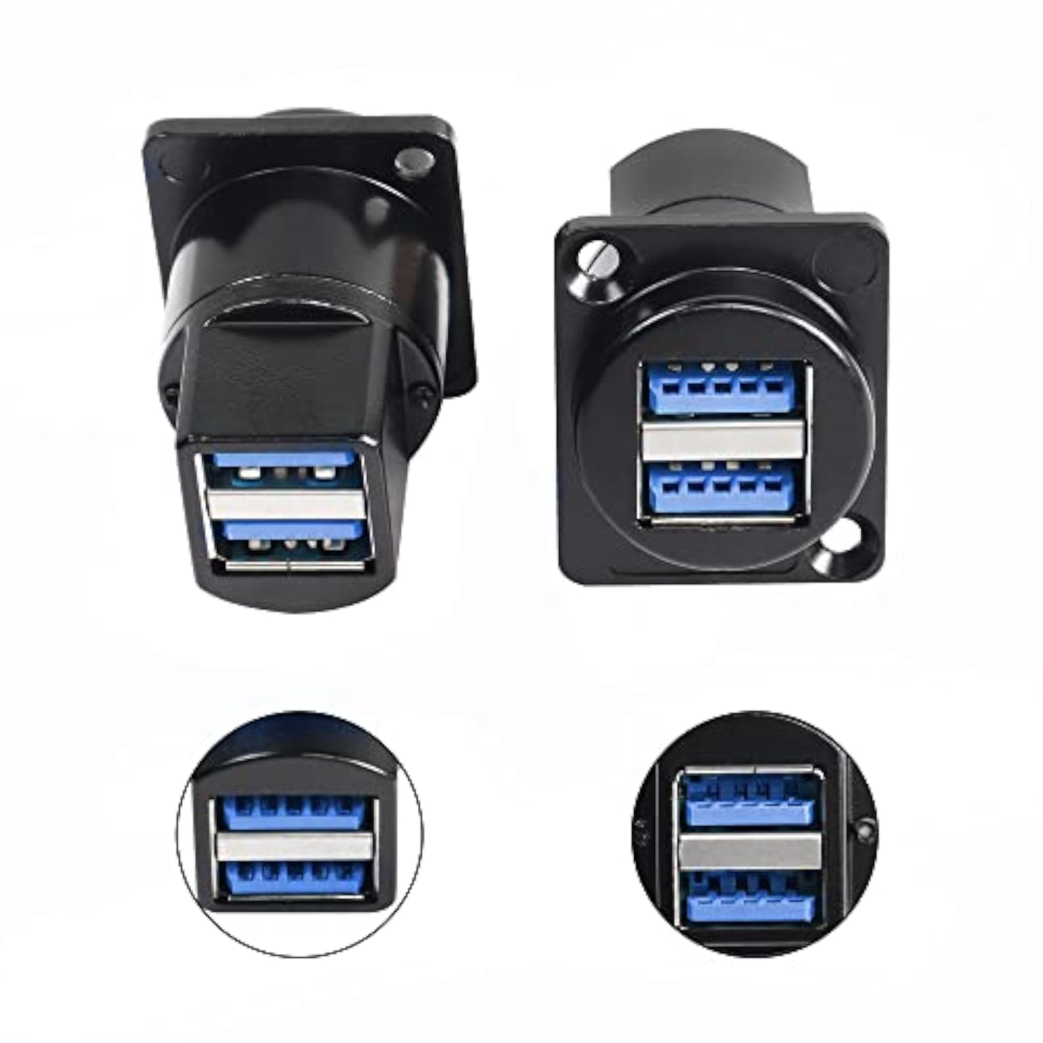 Usb 3.0 Socket Dual Usb Panel Mount Solderless Connector, Usb 3.0 Female To Fe
