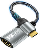 Mini HDMI to HDMI Adapter, 4K@60Hz 1440P@144Hz Mini HDMI Male to HDMI Female Extender Cable HDR 3D Compatible with Raspberry Pi Zero Camera TV Laptop