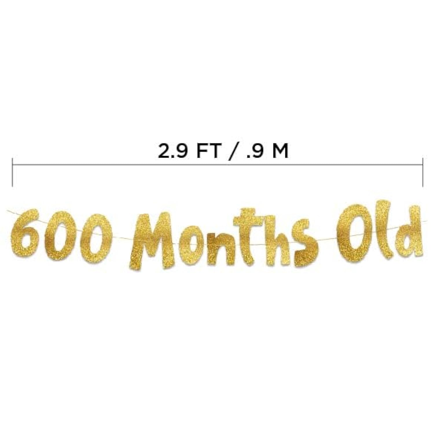 600 Months Old Gold Glitter Banner - 50Th Anniversary And Birthday Party Decorations