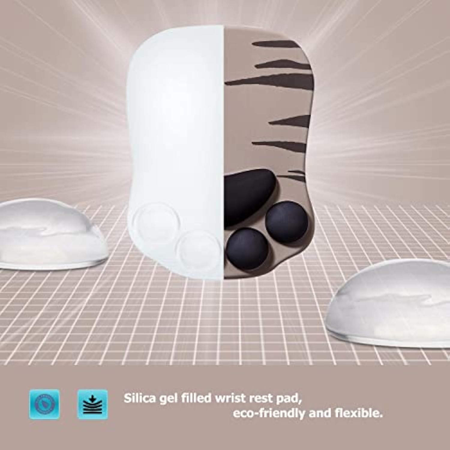 Mouse Pad Cat Paw, Ergonomic Mouse Pad, Mouse Mat With Wrist Support, Silicone Gel Mouse Pad, Cute Mouse Pad, Kawaii Mouse Pad, For Home/Office/Gaming, Mouse Mat Grey & Black