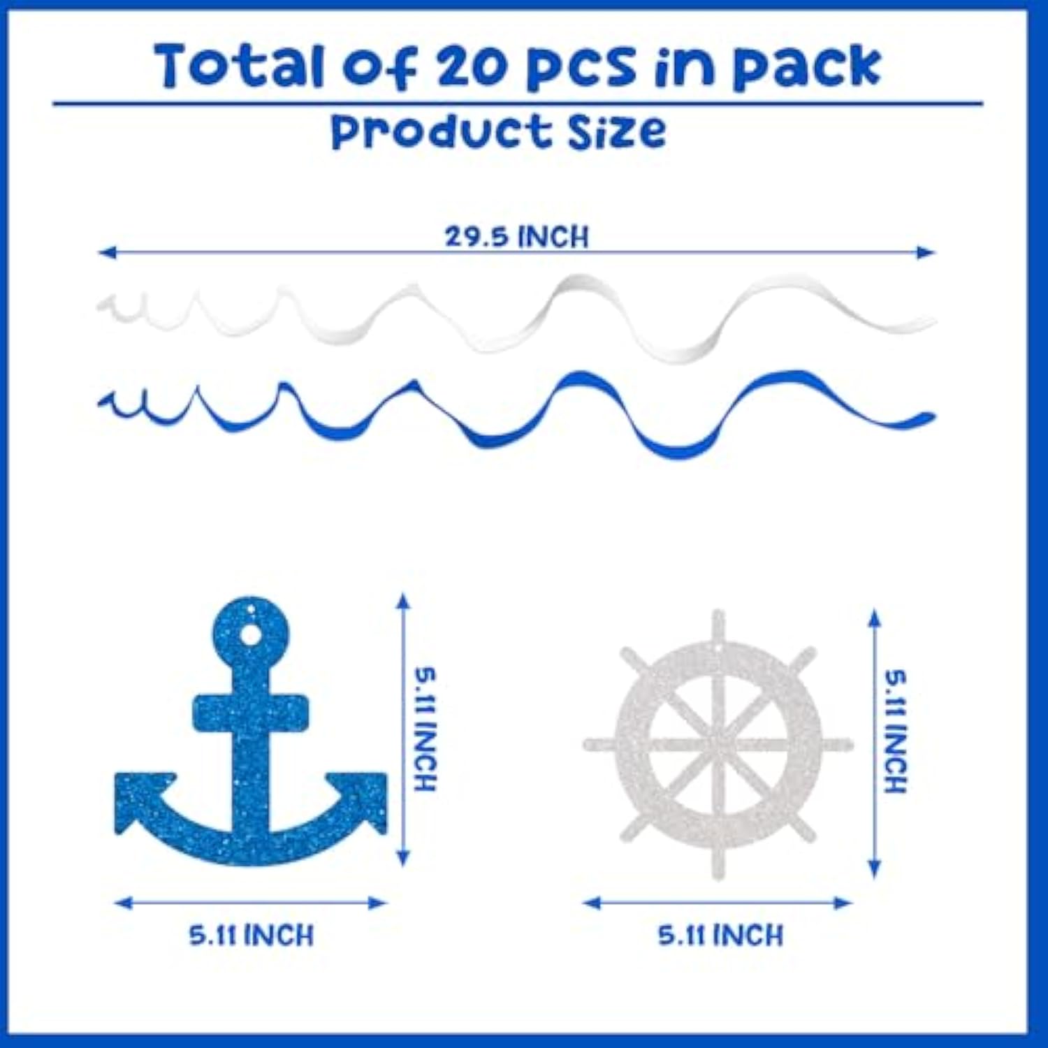 20Pcs Nautical Hanging Swirls - Ship Anchor Baby Shower Party Supplies, Nautical Sailor Birthday Bachelorette Party Hanging Decor, Foil Swirls Ceiling Decorations