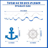 20Pcs Nautical Hanging Swirls - Ship Anchor Baby Shower Party Supplies, Nautical Sailor Birthday Bachelorette Party Hanging Decor, Foil Swirls Ceiling Decorations