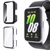 [2 Pack For Samsung Galaxy Fit 3 Watch Case With Tempered Glass Screen Protector,[Anti-Drop] [Anti-Scratch] Slim Thin Hard Pc Frame Face Cover,Shockproof & Non-Slip Watch Cover