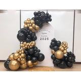 Black And Gold Balloon Arch Garland Kit 153Pcs With Star, 22 18 12 10 5In Different Size Black And Gold Confetti Latex Balloons For Birthday Anniversary Graduation New Year Party Decoration