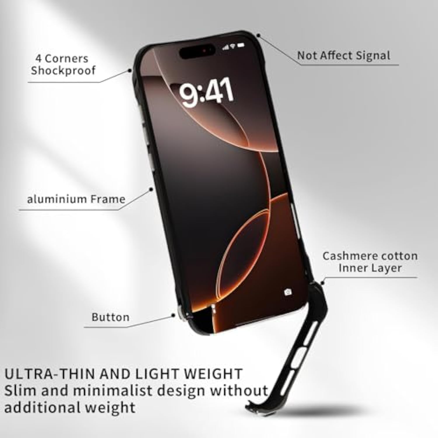 For Iphone 17 Pro Max Metal Case Bumper, Compatible With Magsafe, Slim Metal Frame Backless Fast Heat Dissipation, 4 Corner Shockproof Protection Phone Cover Case For Iphone 17 Pro Max (Black)