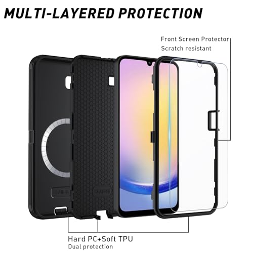 for  Galaxy A17 Case [Compatible with MagSafe][Shockproof][Dropproof][Dust-Proof][with Screen Protector] Heavy Duty 3-Layer Protection Phone