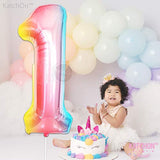 Giant 40 Inch, Rainbow Number 1 Balloons - Number One Balloon For First Birthday | Rainbow 1 Year Old Balloons | First Birthday Decorations