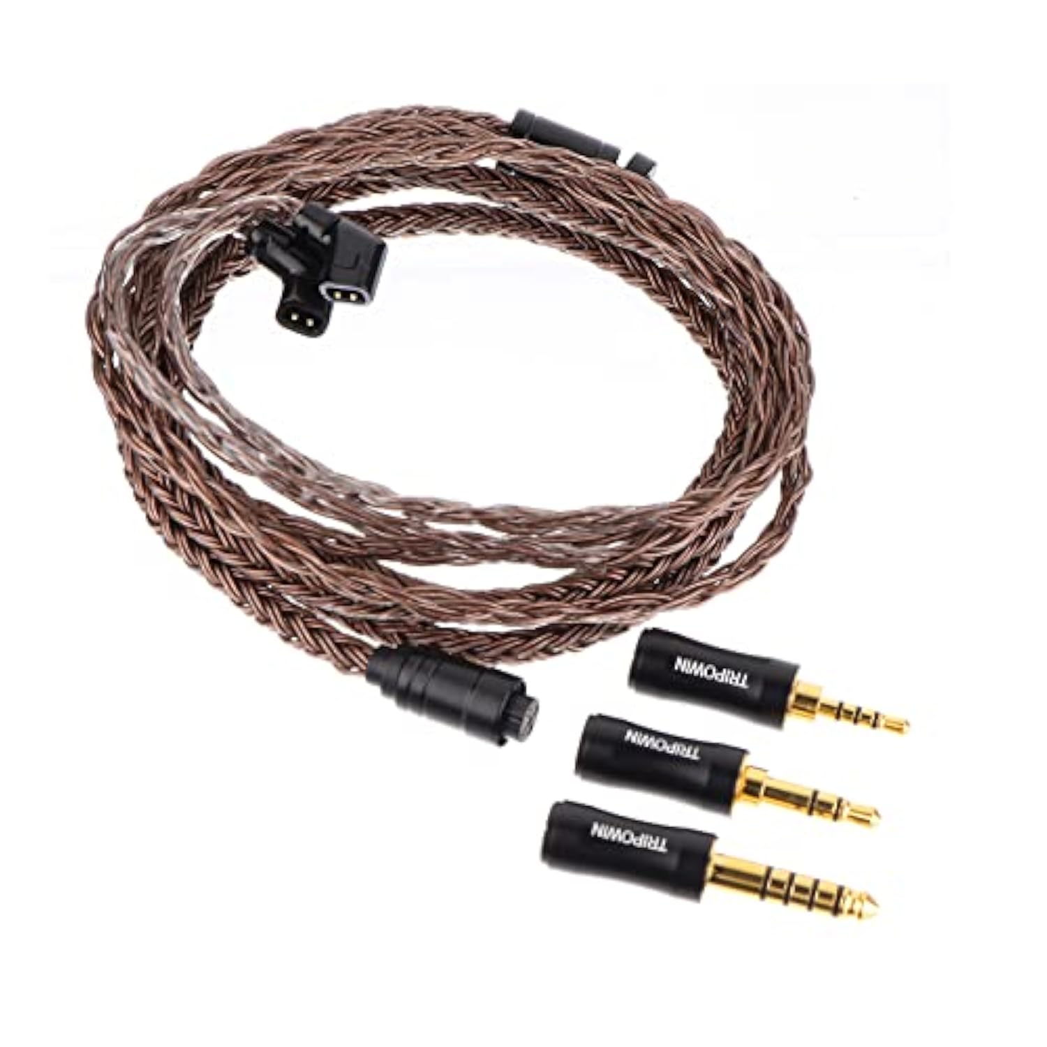 Tripowin Amber 32Awg Ofc Oxygen Free Cable Hifi Iem Cable With Interchangeable 2.5Mm/3.5Mm/4.4Mm Plug, Pvc Sleeve Replacement Cable For Audiophile (Recessed 2Pin)