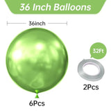 36 Inch Giant Metallic Lime Green Balloons, 6 Pack Large Round Lime Green Latex Balloons For Anniversary, Birthday, Christmas, Wedding, Baby Shower Party Decorations