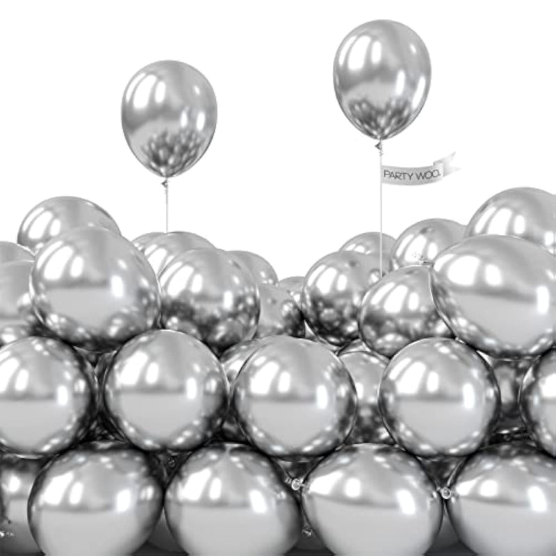 , 120 Pcs 5 Inch Silver Metallic Balloons, Silver Balloons For Balloon Garland Or Arch, Birthday & Wedding Decorations, Children And Adults, Unisex