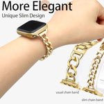 Slim Gold Band For Women Feminine Elegant Compatible With Apple Watch 38Mm 40Mm 41Mm 42Mm (S10) Adjustable Metal Strap Dressy Chain Bracelet For Iwatch Series 10/9/8/7/6/5/4/3/2/1/Se