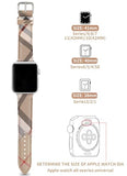 Designer Watch Band for Women Compatible with  Watch Bands 41mm 40mm 38mm, Luxury Leather Classic Beige Plaid Watch Band Compatible for iWatch