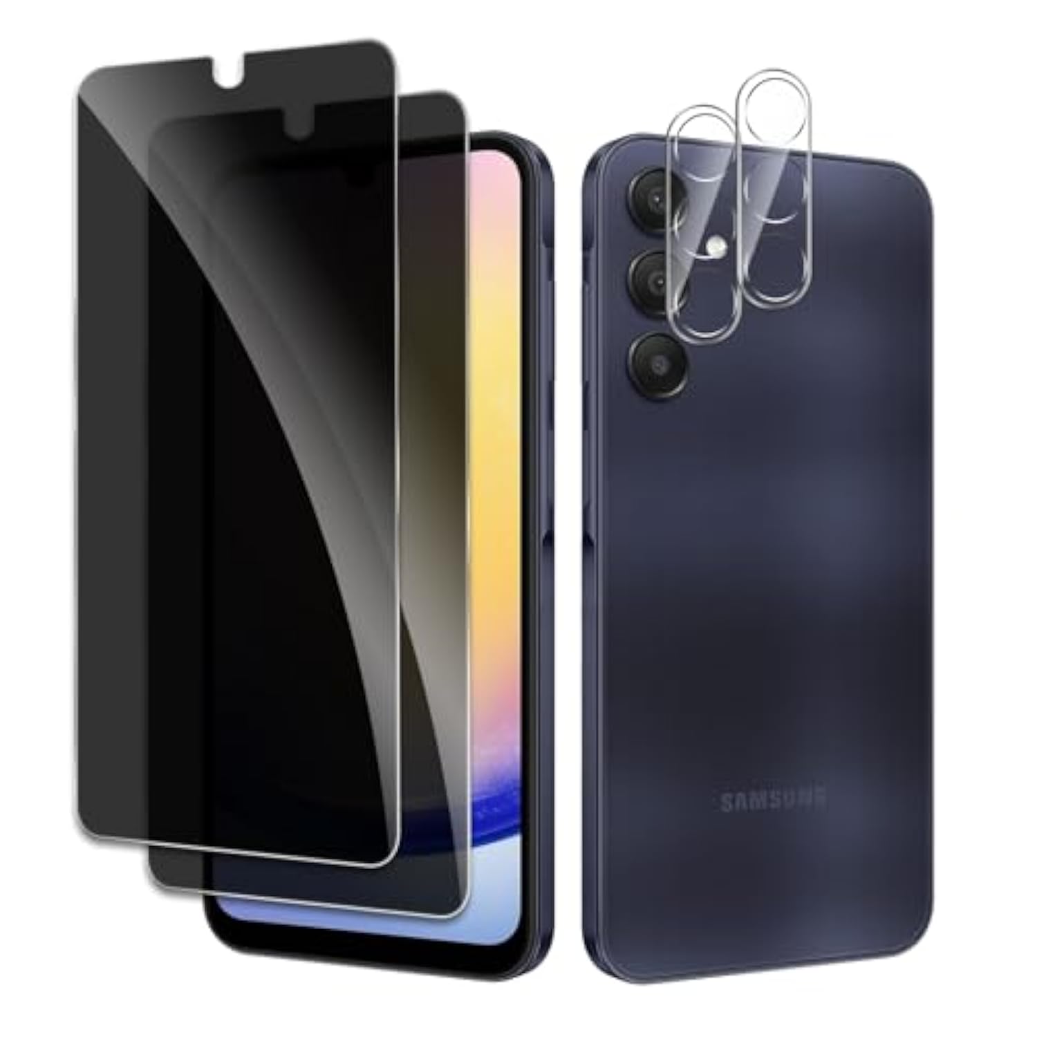 [2+2 Pack] Privacy Screen Protector For Samsung Galaxy A25 5G, Anti-Spy Shatterproof Tempered Glass With Camera Lens Tempered Glass 9H Hardness Bubble Free Anti-Glare Case Friendly