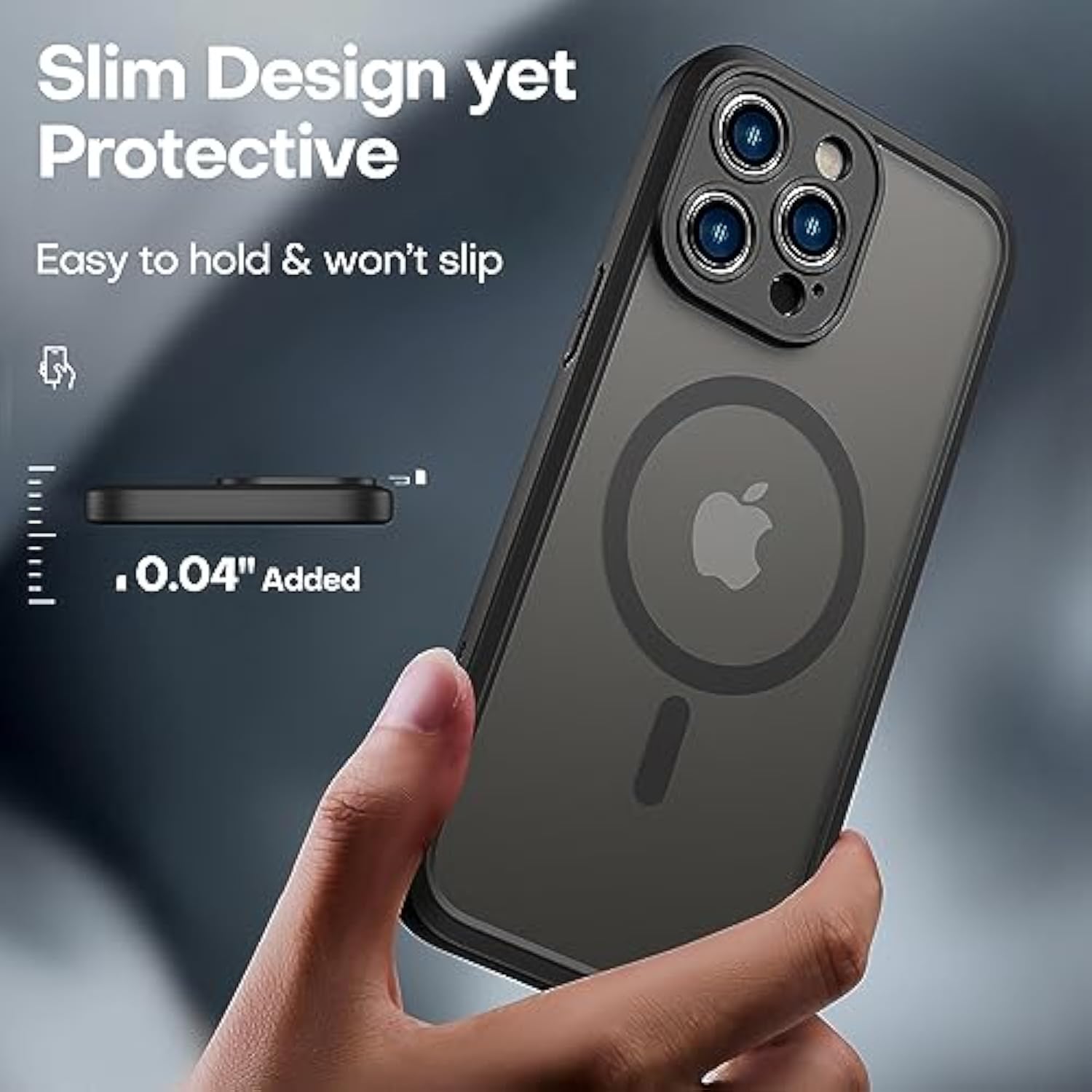 ImpactStrong Magnetic Guard Designed for iPhone 14 Pro Max Case [Camera Protection] [Military Grade Drop Tested] [Compatible with MagSafe] Slim Translucent Matte Phone Case (6.7") - Black